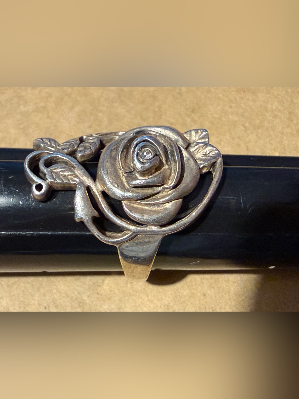 Avon 925 Silver Rose Vine Ring - Floral Statement Size 6